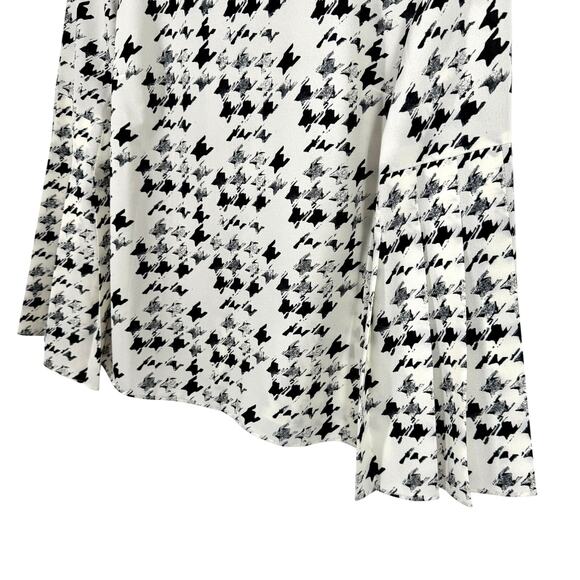 Talbots Sz Small Black White Houndstooth Print Formal Blouse Shirt Top Business - Picture 5 of 9